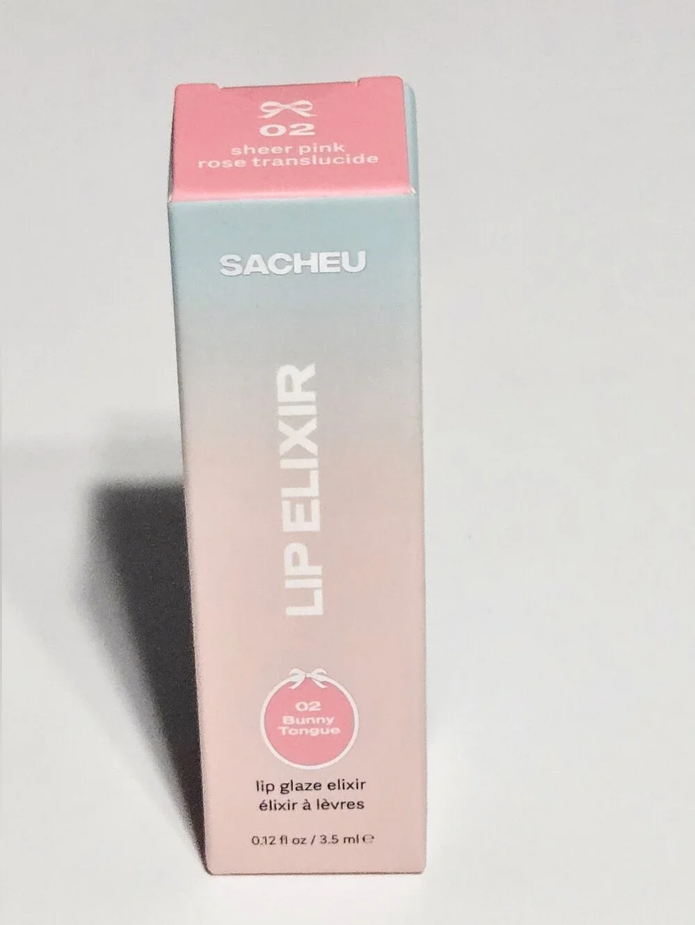 SACHEU Lip Glaze Elixir 02 Bunny Tongue Sheer Pink 3.5ml New
